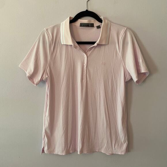 G/Fore Women's size Large Light Pink Golf Polo Shirt Short Sleeve Stretchy - Picture 1 of 10